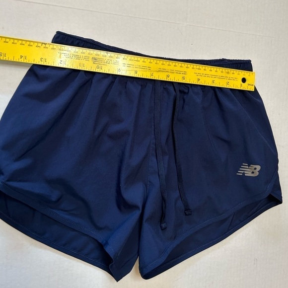 New Balance running lined athletic shorts in navy blue with grey logo Sz-XS H12 - Picture 8 of 10
